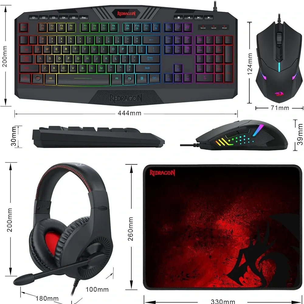 Redragon Gaming Essantials Keyboard/mouse/headset/mousepad 4in1 SetIT CareGaming Set