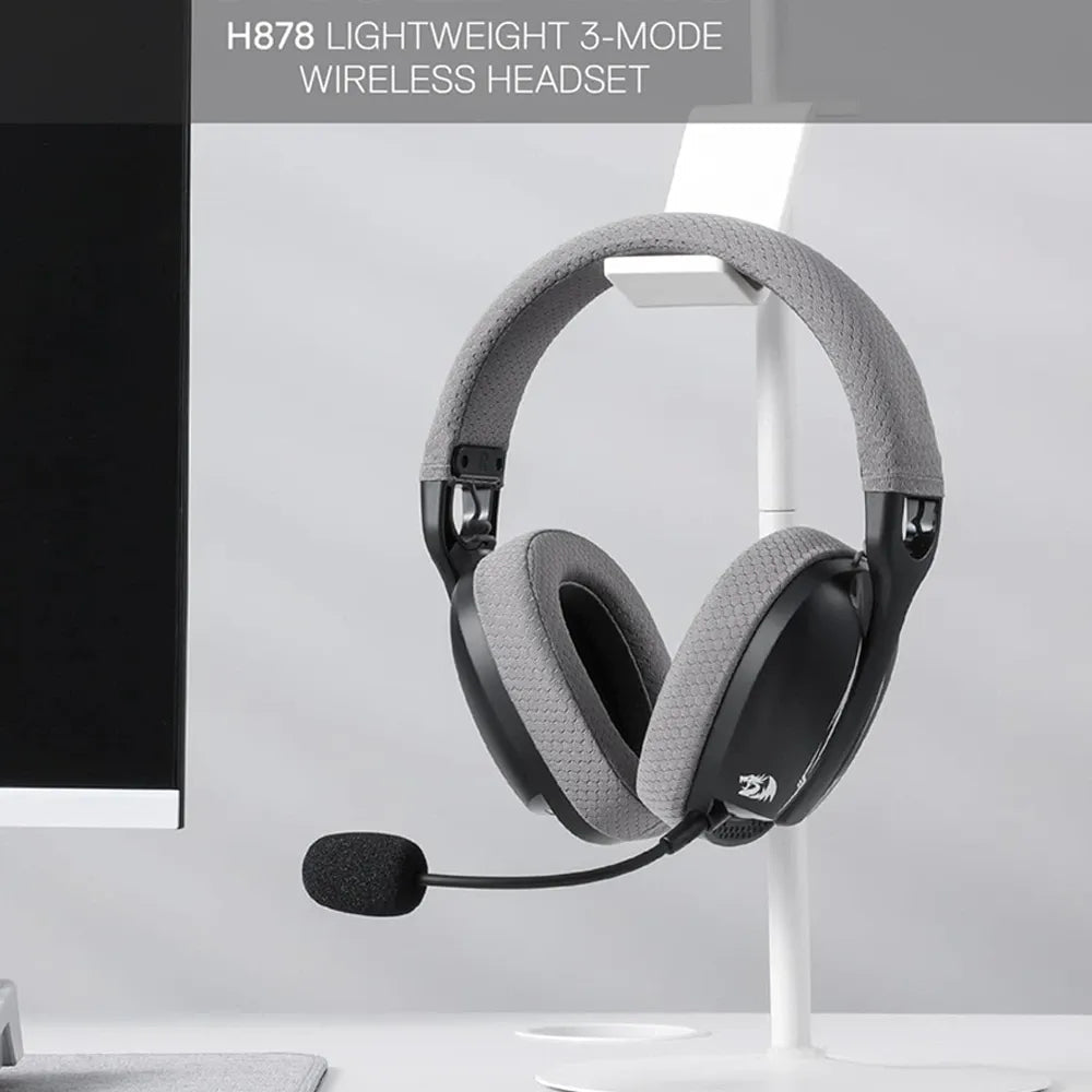 Redragon H878 Tri - Mode Wireless Gaming Headset – 7.1 Surround Sound, RGB Lighting, Noise - Canceling Mic (Black & Gray)IT CareGaming Headset