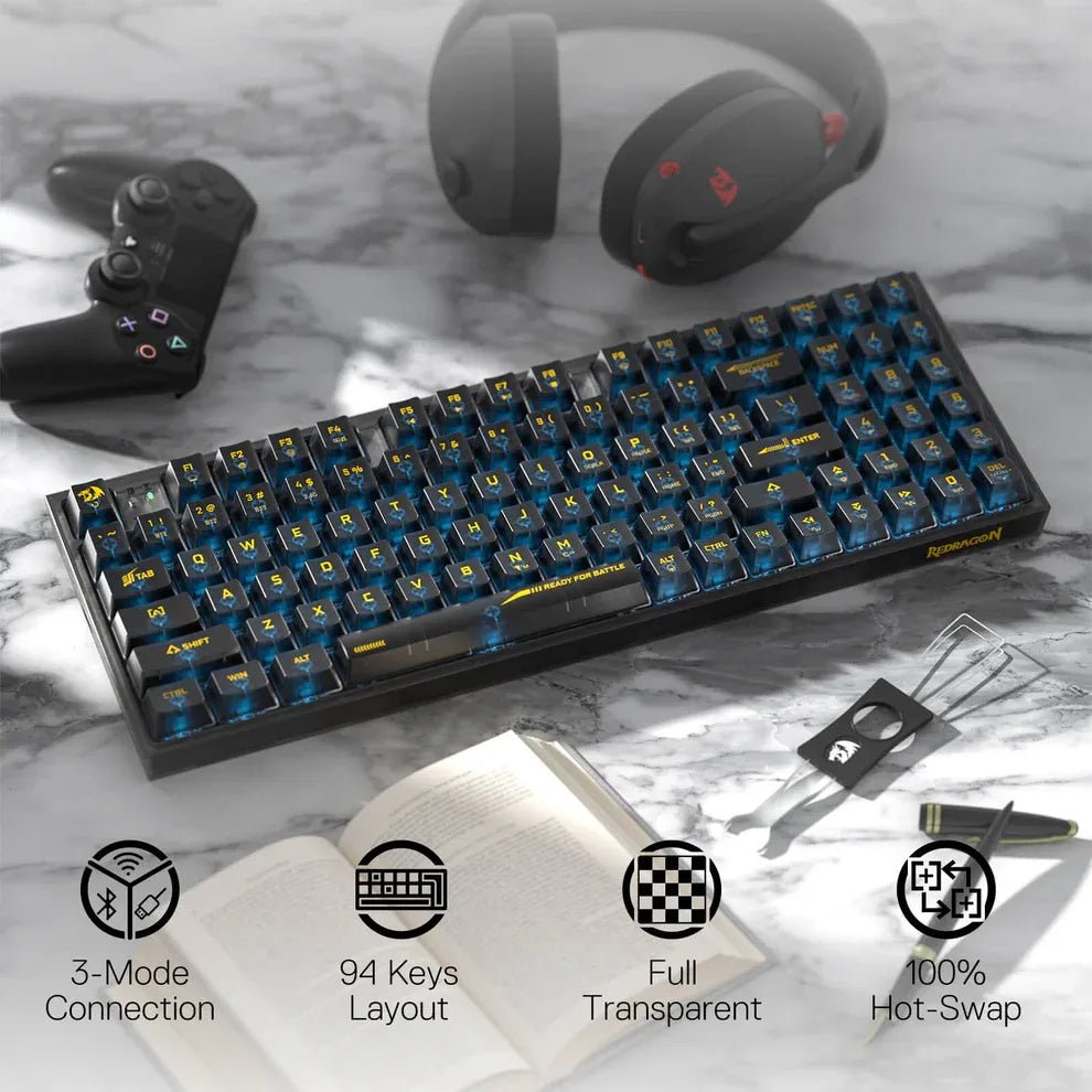 Redragon Irelia Pro 94 - Key Wireless Mechanical Gaming Keyboard – Hot - Swappable, Tri - Mode Connectivity, Custom Linear SwitchesIT CareGaming Keyboard