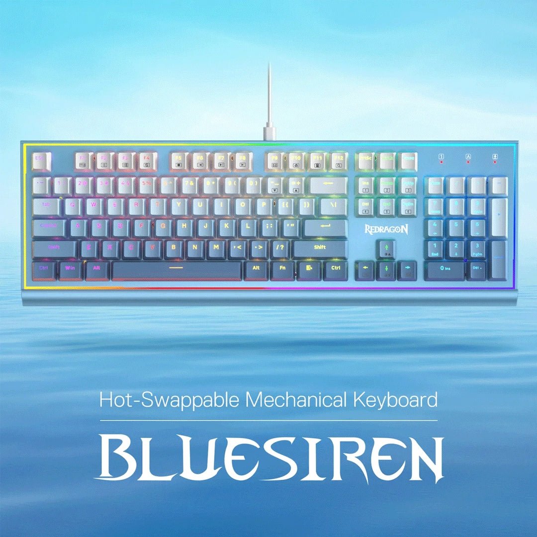 Redragon K654 Bluesiren RGB Wired Mechanical Gaming Keyboard – Hot - Swappable Red Switch/ Aluminum Frame (English)IT CareGaming Keyboard