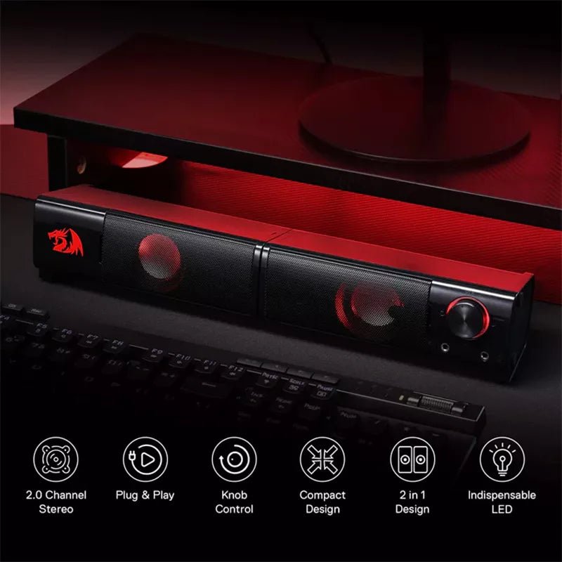 Redragon Orpheus GS550 2 - in - 1 Stereo Desktop Speakers & Soundbar with Red LED BacklightIT CareSpeaker