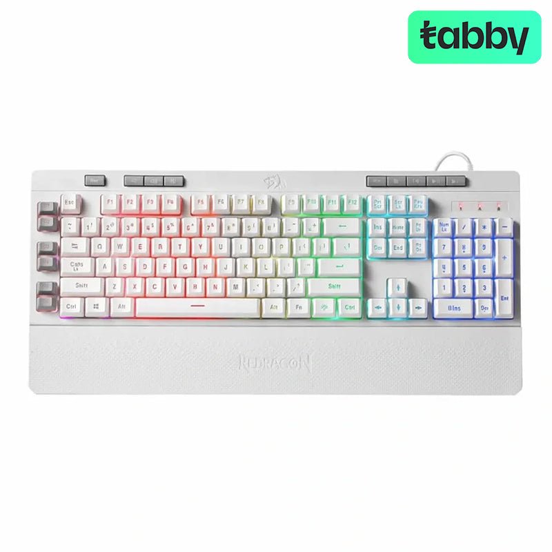 Redragon Shiva K512 RGB Wired Gaming Keyboard – White Edition with Macro Keys & Wrist Rest | IT Care Kuwait