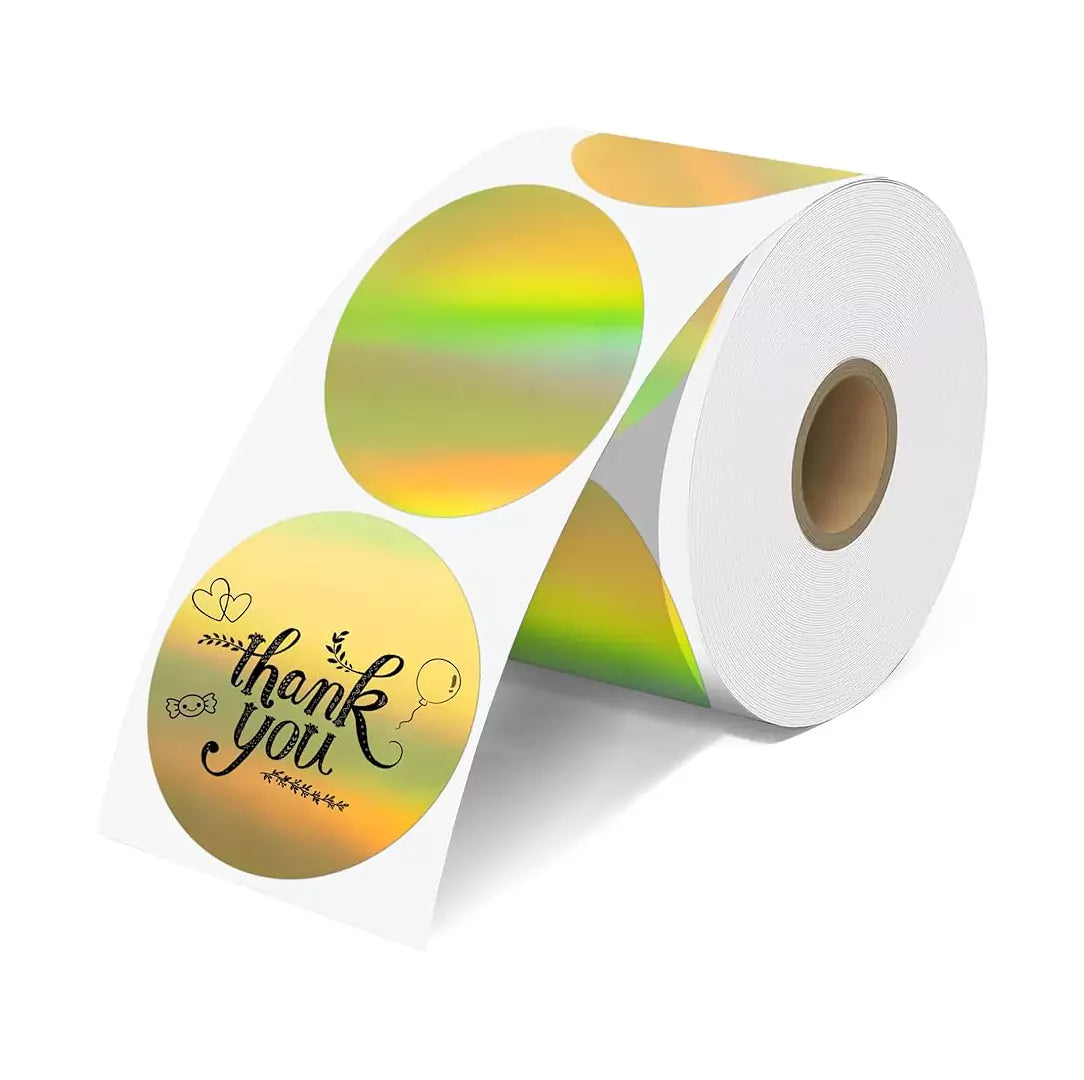 Golden Thermal Stickers – 50x50mm/ 120pcs / Ideal for DIY Logos, QR Codes, Name Tags & Inventory Labels