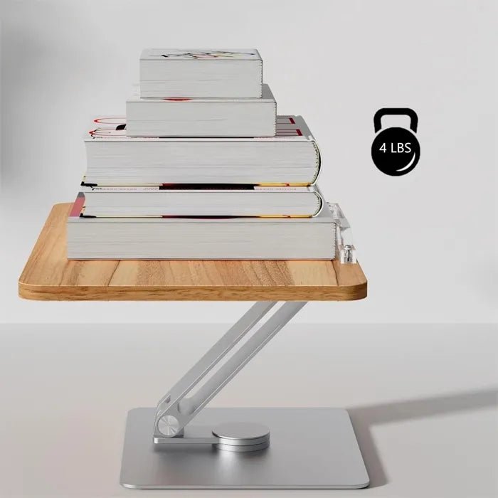 Rotatable 360° Adjustable Book Tablet & Laptop Stand Holder - Wood Brown Aluminum BodyIT CareBook Stand
