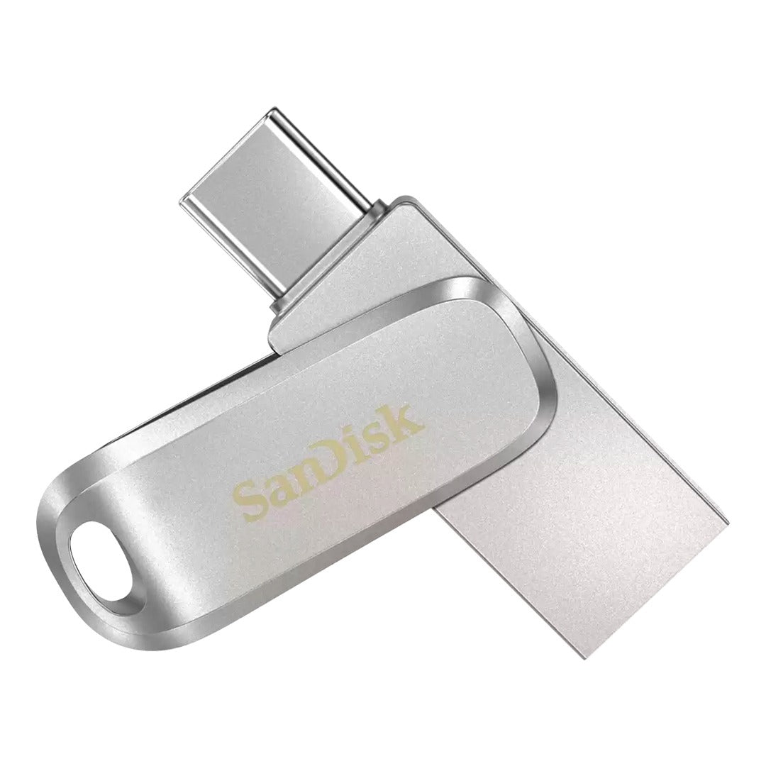 محرك الأقراص المحمول SanDisk Ultra Dual Drive Luxe - سعة 128 جيجابايت/ 150 ميجابايت/ثانية/ USB 3.1 الجيل الأول/ النوع C/ فضي 