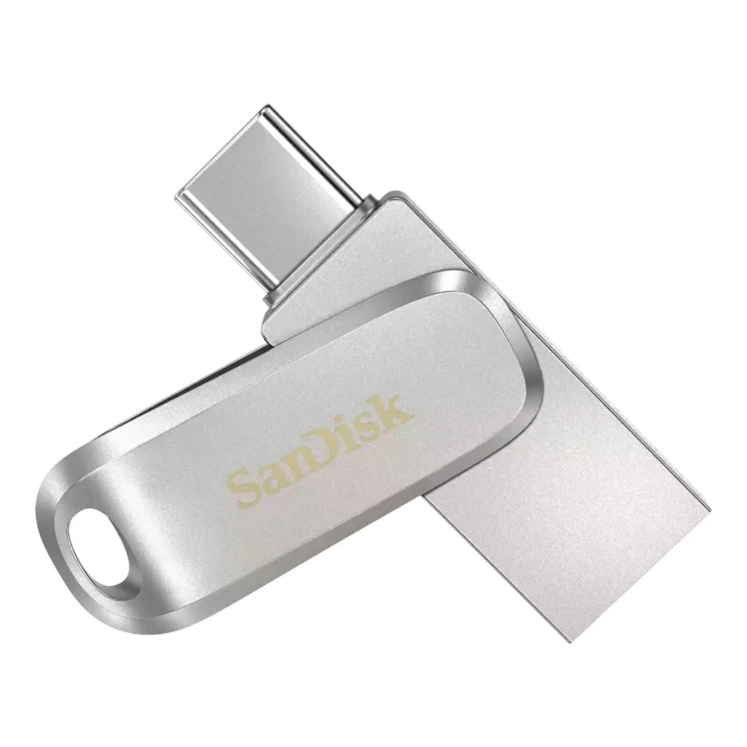 SanDisk Ultra Dual Drive Luxe - 256 جيجابايت / حتى 400 ميجابايت/ثانية / USB 3.2 الجيل الأول / Type-C / فضي 