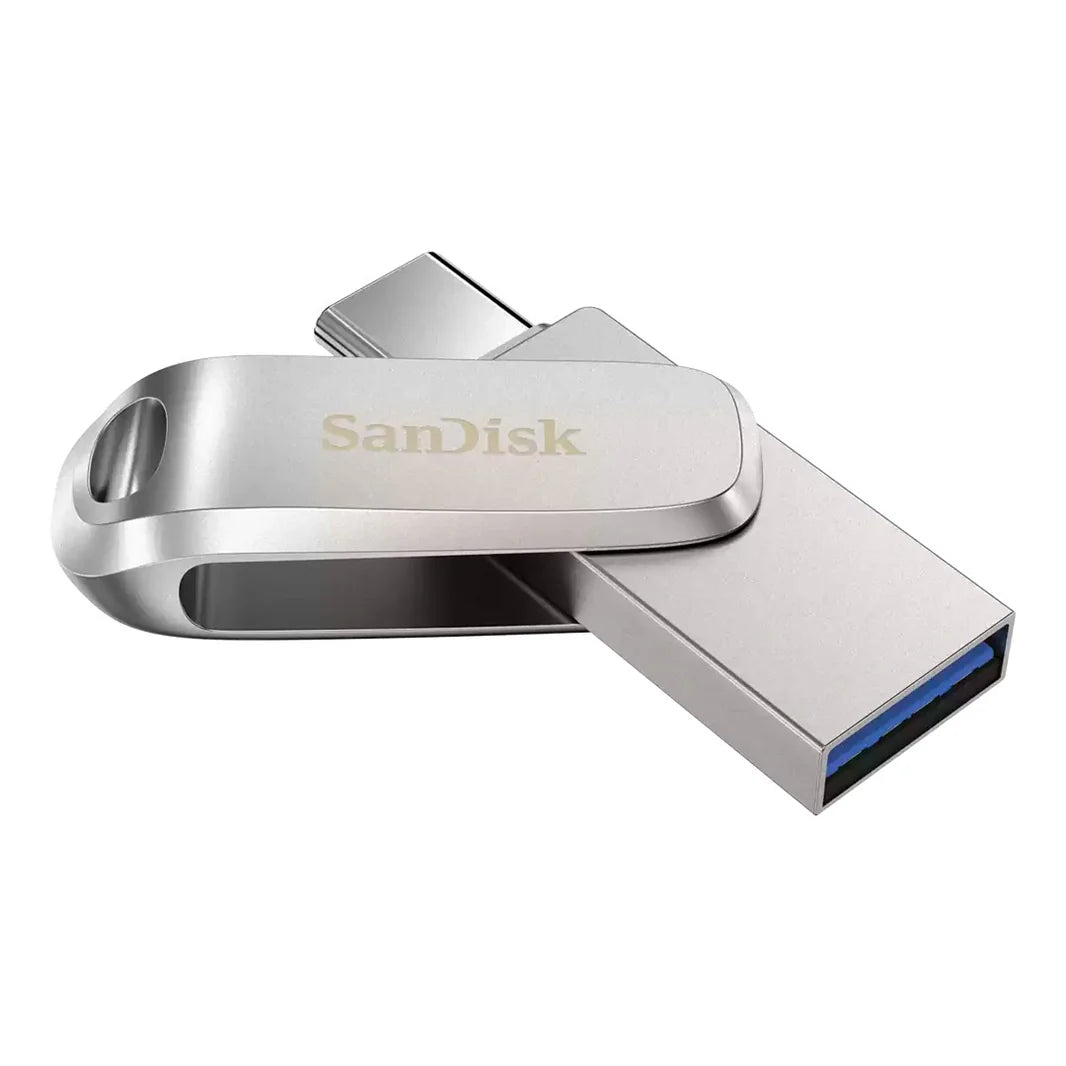 SanDisk Ultra Dual Drive Luxe - 256 جيجابايت / حتى 400 ميجابايت/ثانية / USB 3.2 الجيل الأول / Type-C / فضي 