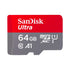 بطاقة SanDisk Ultra microSD - سعة 64 جيجابايت/ 120 ميجابايت/ ثانية/ بطاقة الذاكرة/ محول SD - SDSQUA4-064G-AN6MA 
