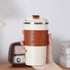 GELU Ceramic Coffee Cup – 350ml / Off-white / 304 Stainless Steel Thermos Cup in High-End Exquisite Leather