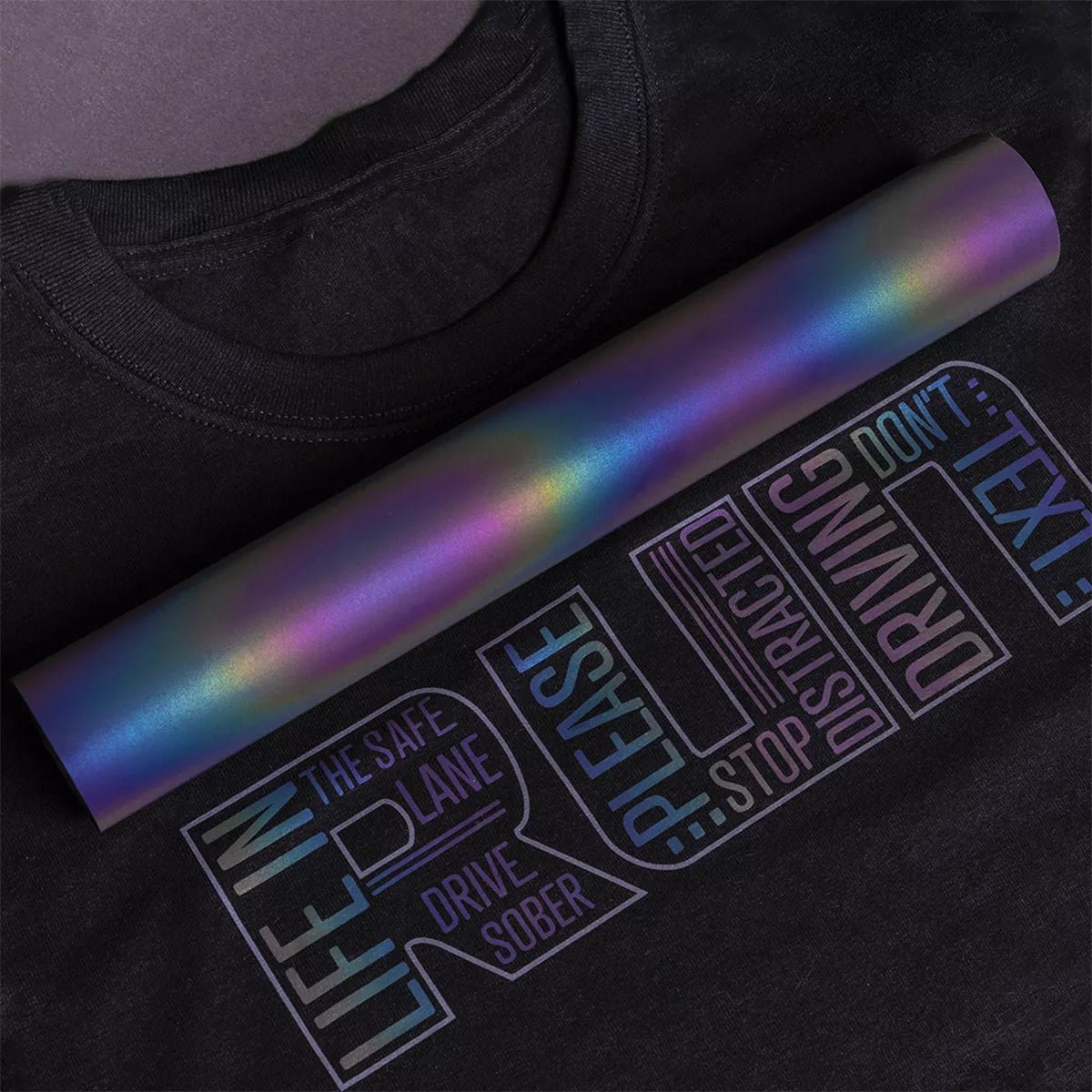 Siser Easy Reflective Heat Transfer Vinyl (HTV) – 50cm x 1m/ Rainbow BlackIT CareHeat Transfer Vinyl