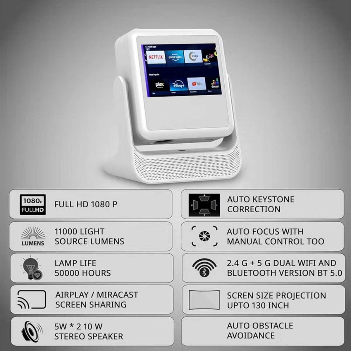 Smart TouchPlay Full HD 1080p Smart Projector with Auto Focus, Auto Screen Fit & Obstacle AvoidanceIT CareProjectors