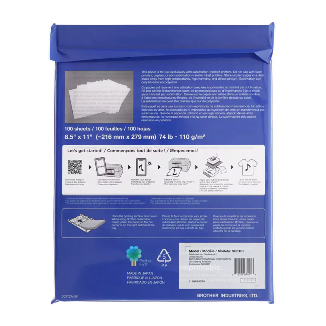 Brother SP01PL Sublimation Transfer Paper – A4 / 100 Sheets