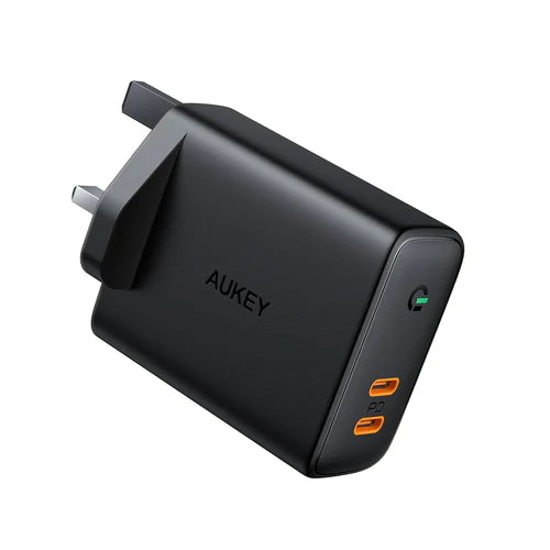 شاحن Aukey Focus Duo بقدرة 36 ​​وات لتوصيل الطاقة بمنفذ مزدوج PD USB C مع كشف ديناميكي