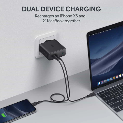 Aukey 63W USB-C Power Delivery Charger with Dynamic Detect &#8211; Black