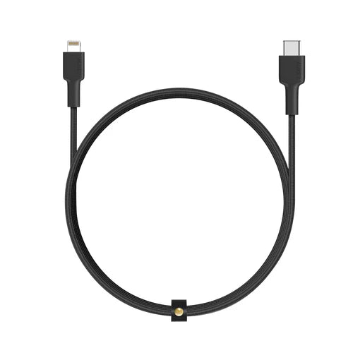 كابل أوكي مضفر من النايلون من USB-C إلى Lightning (0.9 م) – أسود
