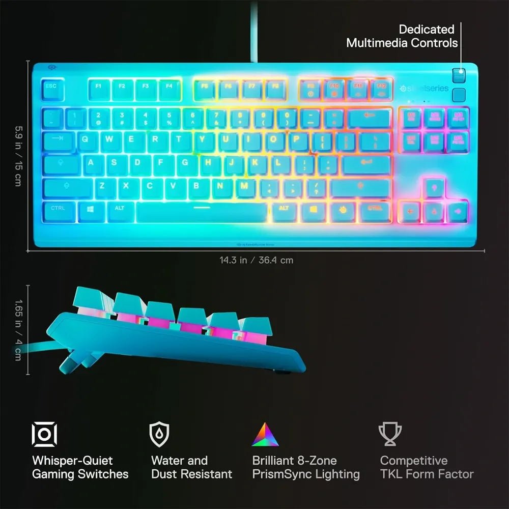 SteelSeries Apex 3 TKL RGB Gaming Keyboard - Aqua (US Layout)IT CareGaming Keyboard