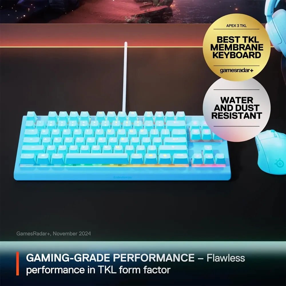 SteelSeries Apex 3 TKL RGB Gaming Keyboard - Aqua (US Layout)IT CareGaming Keyboard