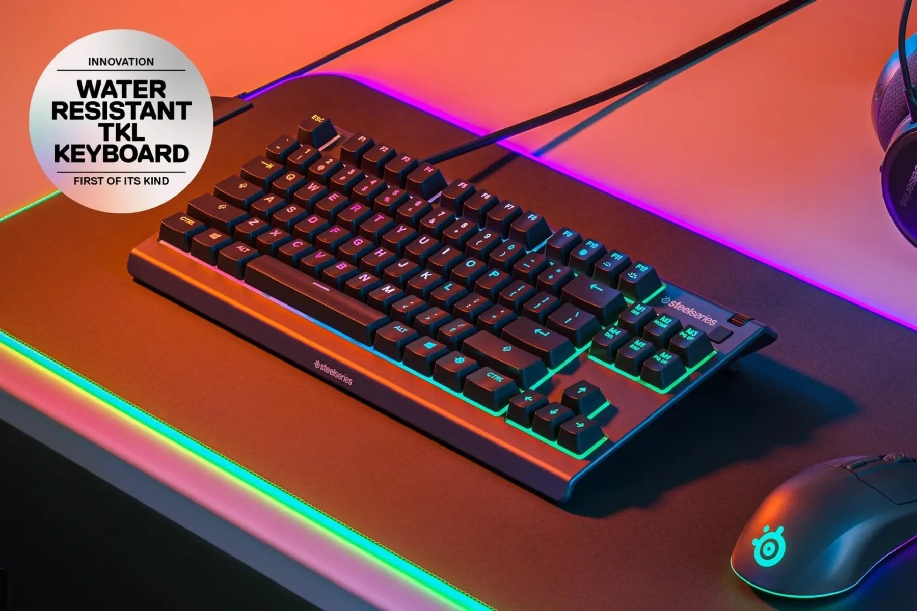 Steelseries Apex 3 TKL Water Resistant Quiet Tenkeyless Keyboard with RGB Lighting - Arabic LayoutIT CareGaming Keyboard