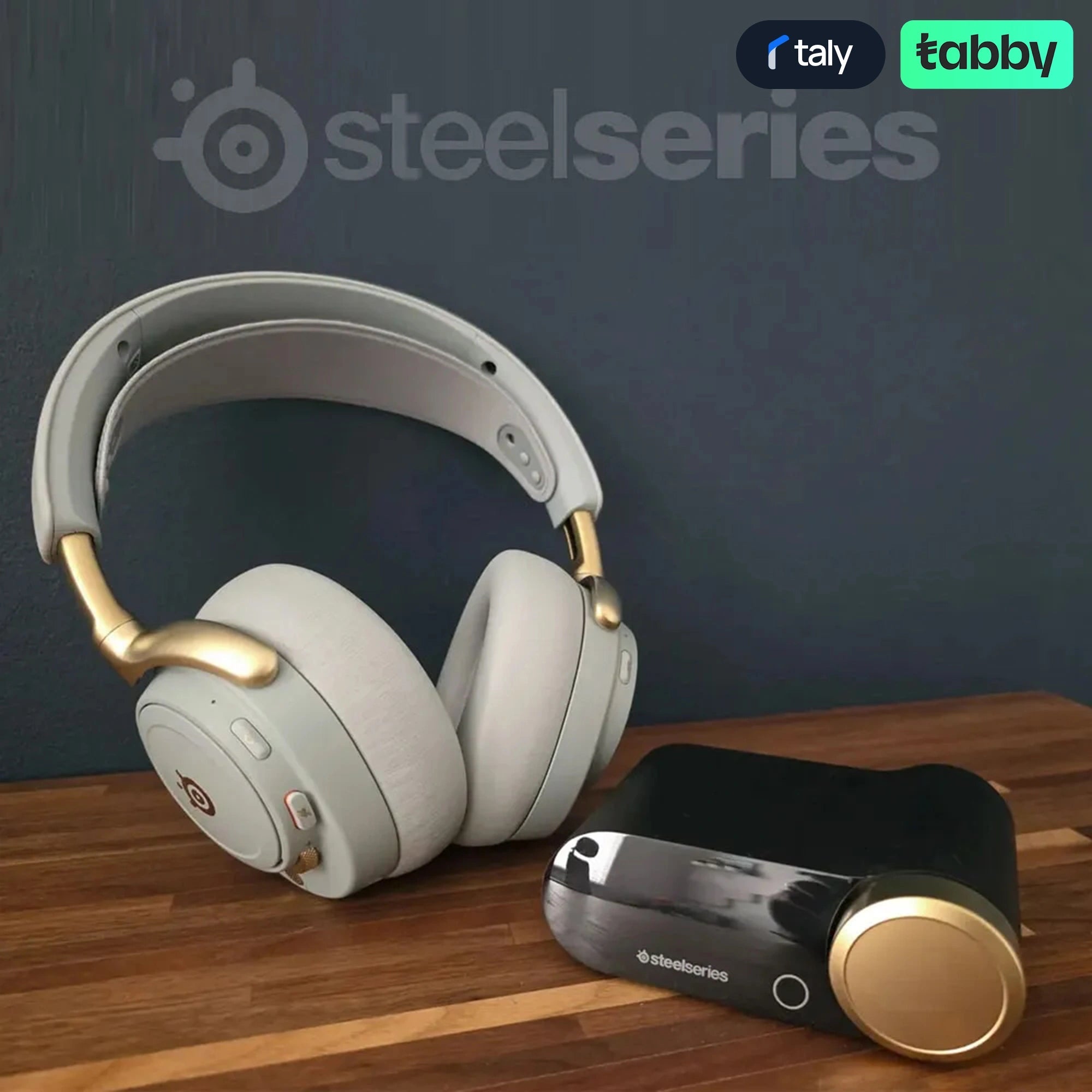 SteelSeries Arctis Nova Elite Hi-Res Wireless Gaming Headset Sage Gold | IT Care Kuwait
