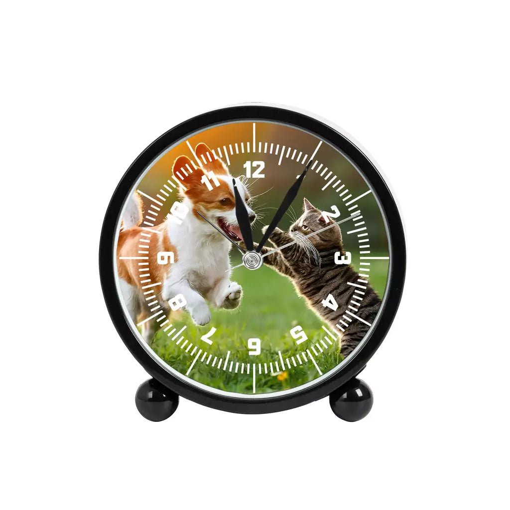 Sublimation Blank Alarm Clock with Sublimatable Aluminum Insert – 10.5x10.7x4cm/ BlackIT CareSublimation Clock