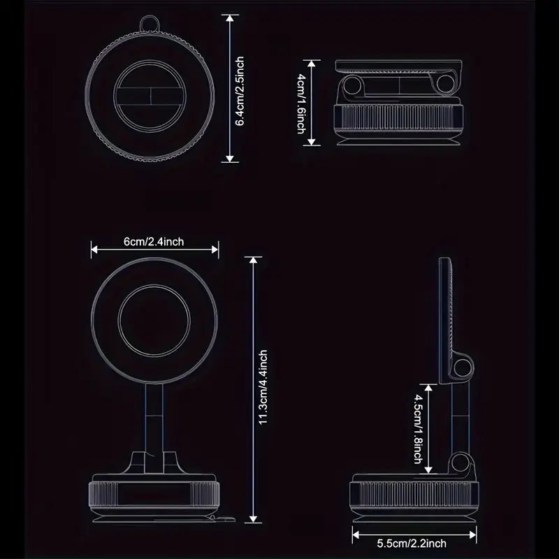 Super Strong N52 Magnetic Phone Holder – 360° Rotatable & Foldable Aluminum Alloy Mount with Vacuum Suction CupIT CareMobile Holders & Stands