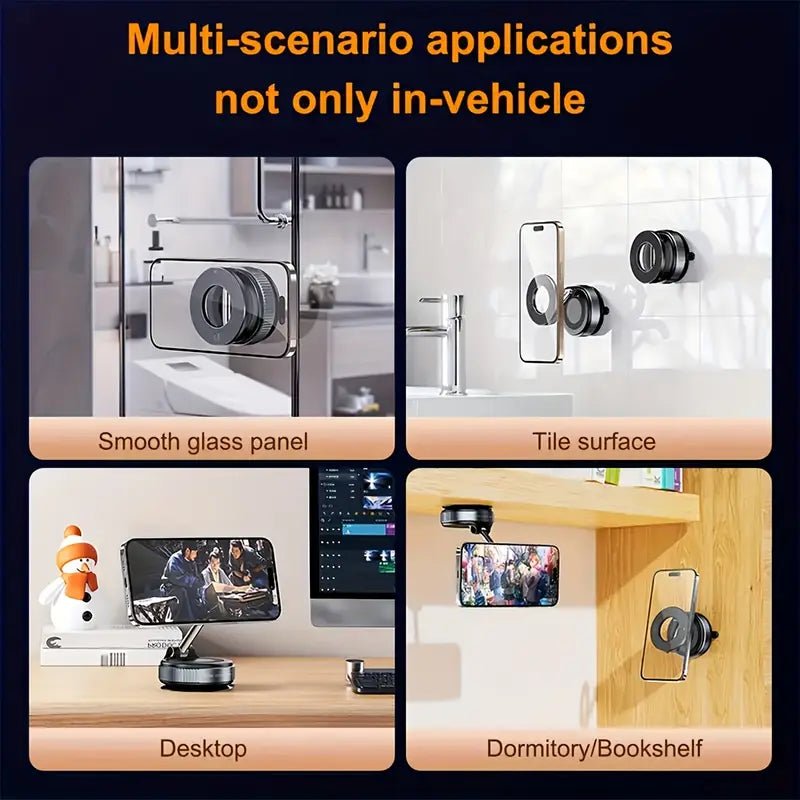 Super Strong N52 Magnetic Phone Holder – 360° Rotatable & Foldable Aluminum Alloy Mount with Vacuum Suction CupIT CareMobile Holders & Stands