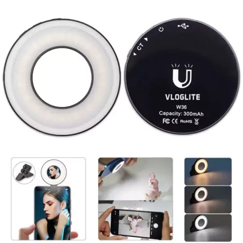 VLOGLITE W36 Mini Magnetic Selfie Ring Light with LED Fill and Makeup Mirror