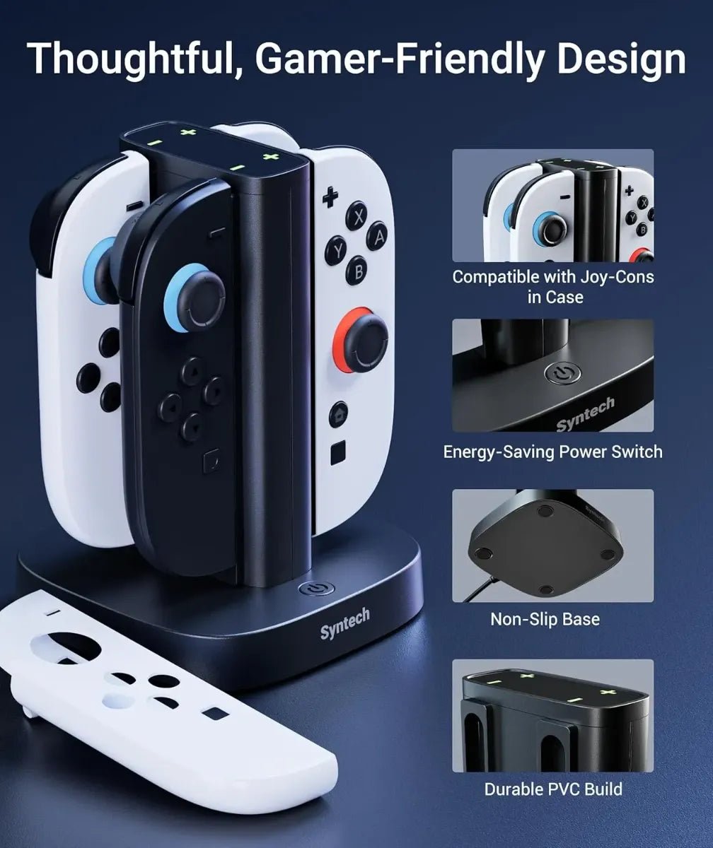 Syntech 4 - in - 1 Joy - Con Charging Dock – Fast Charger Stand for Nintendo Switch / Switch 2 Joy - ConsIT CareJoy - Con Charging Dock