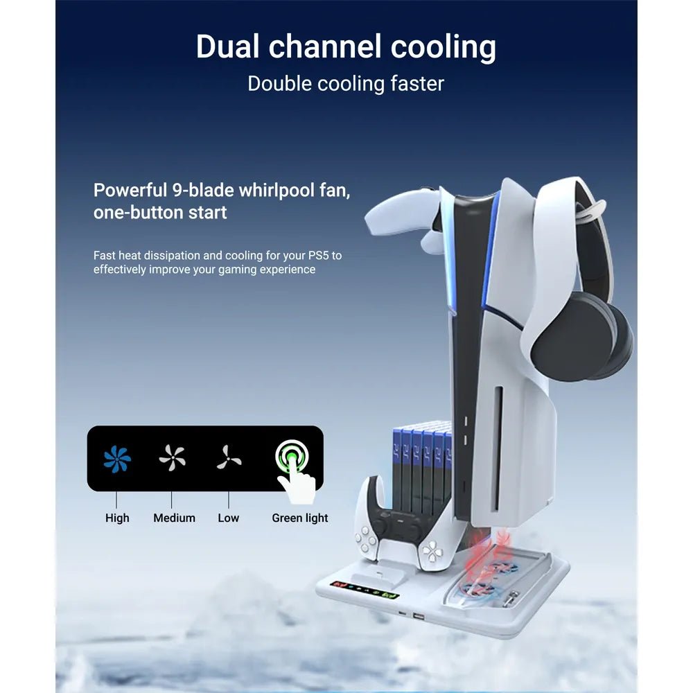 Syntech All - in - One Vertical Docking Station with Cooling Fan & Dual Controller Charger for PlayStation 5 (PS5 / PS5 Slim)IT CareDocking Station