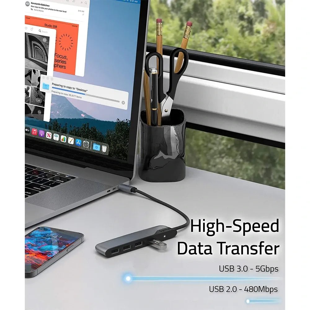 Syntech USB - C to USB - A Hub – 4 - Port High - Speed USB 3.0 Adapter with Charging SupportIT CareCables & Converters