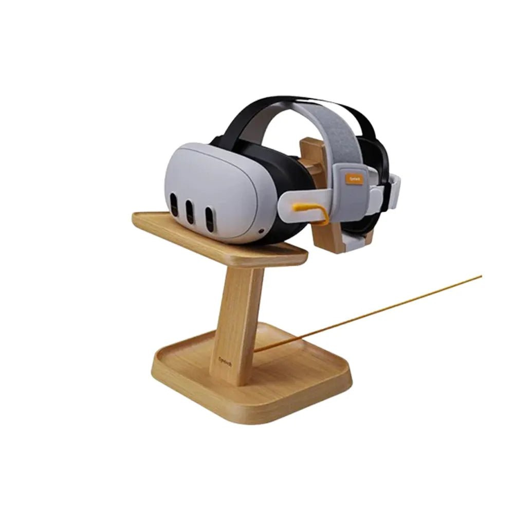 Syntech VR Wood Desk Stand – Premium Solid Beech Wood Stand for VR Headsets (Quest / Pico / Vision Pro) | IT Care Kuwait