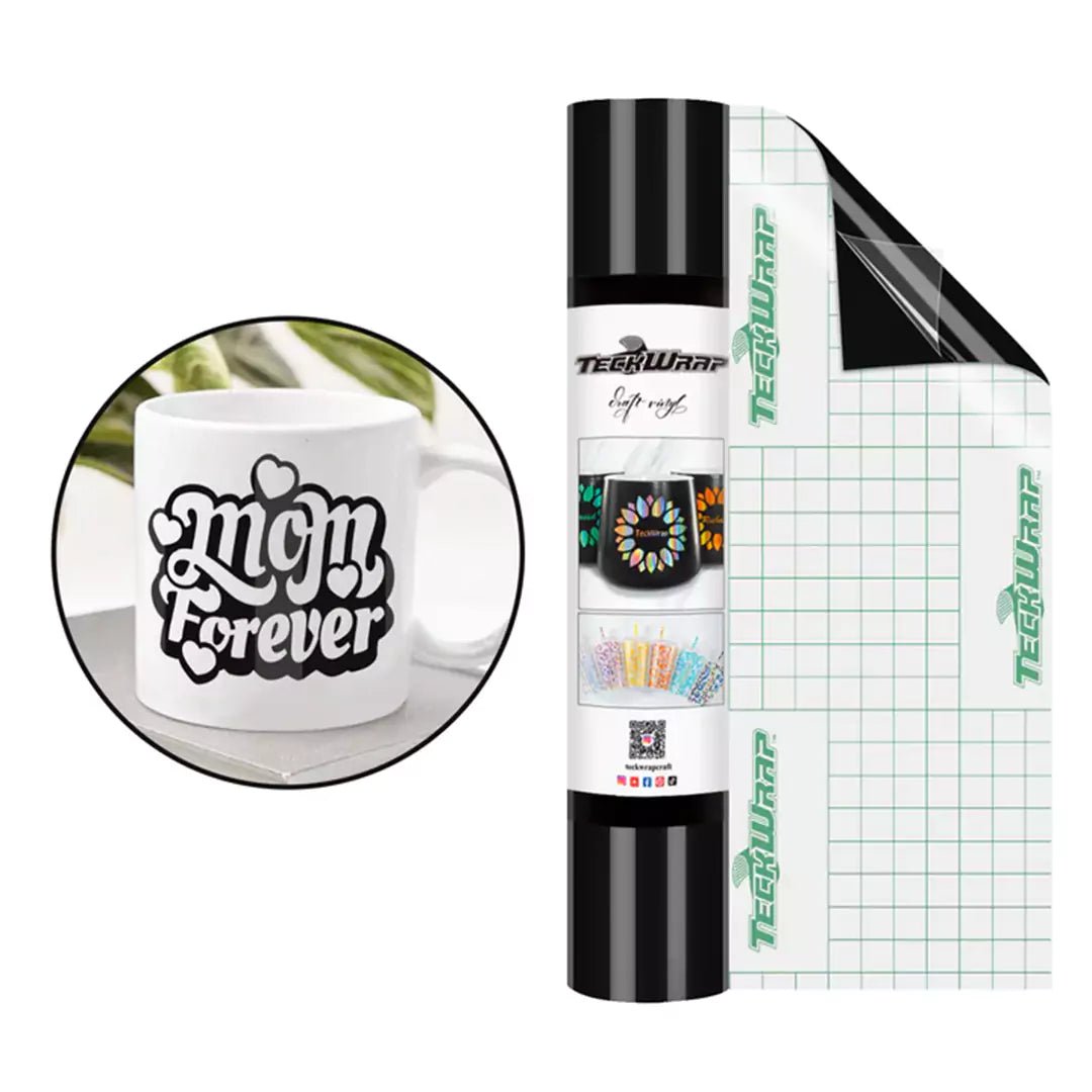 TeckWrap 001G Series Glossy Permanent Adhesive Vinyl Roll – Black/ 30cm x 1.52m (5ft)IT CareAdhesive Sticker Vinyl