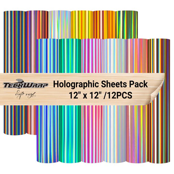 TeckWrap Bubble - Free Holographic Adhesive Vinyl Sheets Pack – 30.5 x 30.5 cm/12 PCS / Iridescent ColorsIT CareAdhesive Sticker Vinyl