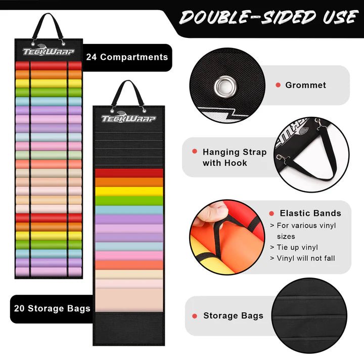 TeckWrap Craft Vinyl Roll Storage with 24 Compartments - BlackIT CareVinyl Roll Storage
