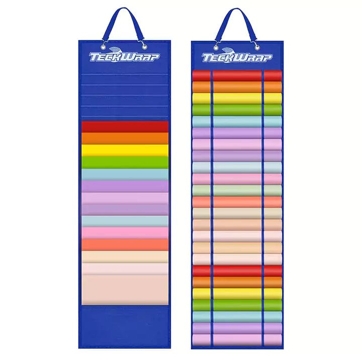 TeckWrap Craft Vinyl Roll Storage with 24 Compartments - BlueIT CareVinyl Roll Storage