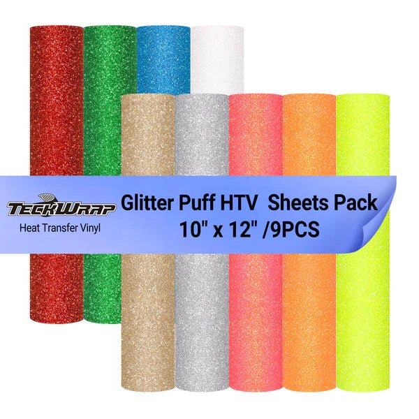 TeckWrap Glitter Puff Heat Transfer Vinyl Sheets – Pack of 9/ 25.4 cm x 30.5 cmIT CareHeat Transfer Vinyl