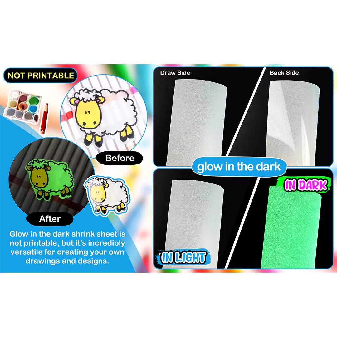 TeckWrap Glow - in - the - Dark Shrink Sheets – A4/ Non - Printable/ Pack of 10IT CareA4 Vinyl Sticker Paper