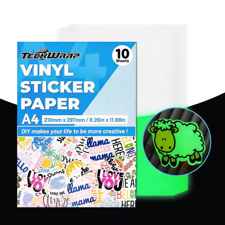 TeckWrap Glow - in - the - Dark Shrink Sheets – A4/ Non - Printable/ Pack of 10IT CareA4 Vinyl Sticker Paper