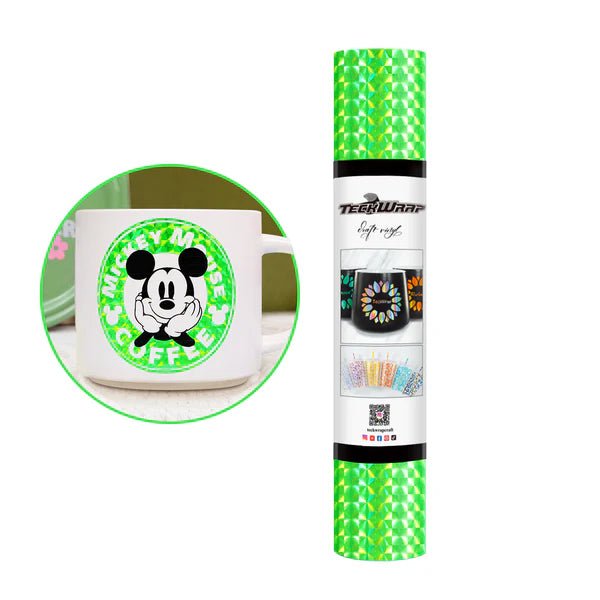 TeckWrap Holographic Diamond Adhesive Vinyl Roll – Neon Green/ 30.5cm x 1.55mIT CareAdhesive Sticker Vinyl