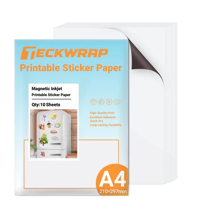 TeckWrap Magnetic Inkjet Printable Sticker Sheets - Matte White/ A4/ 10 SheetsIT CareA4 Magnetic Sticker Sheets