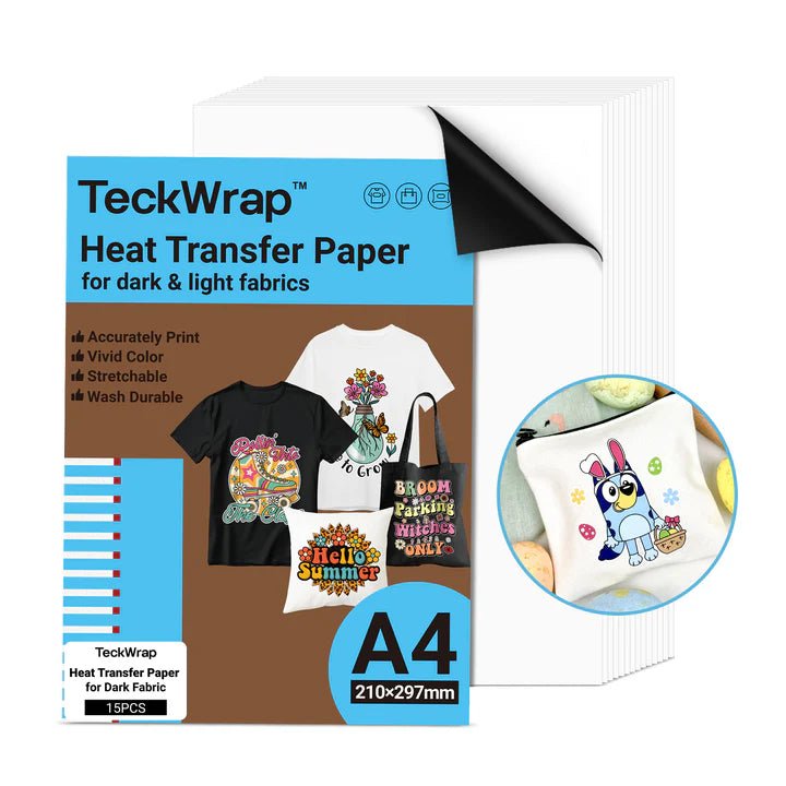 TeckWrap Matte White Inkjet Heat Transfer Paper – A4/ Pack of 15 SheetsIT CareA4 Transfer Paper