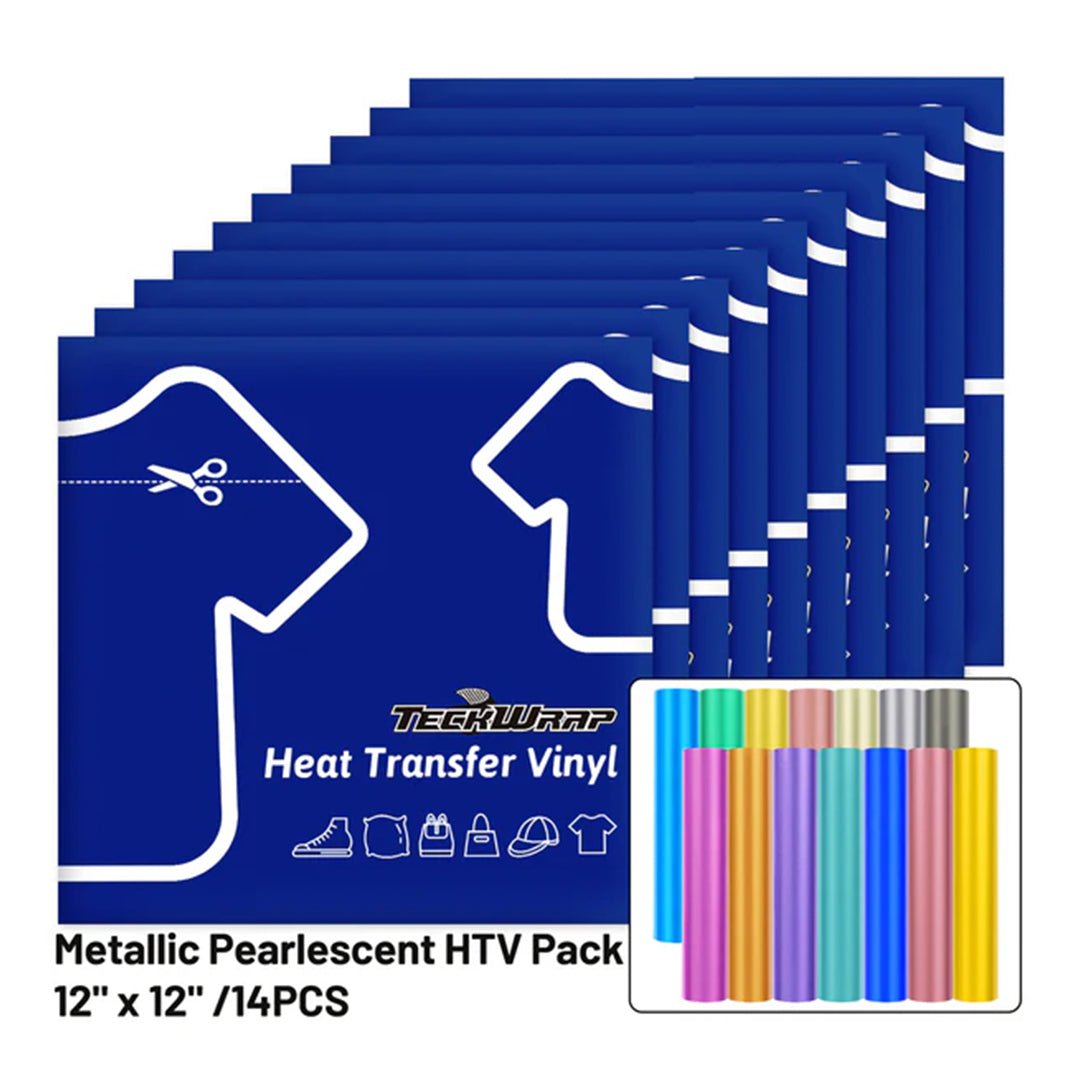 TeckWrap Metallic Pearlescent Heat Transfer Vinyl Sheets – 14 pcs/ 30.5 cm x 30.5 cmIT CareHeat Transfer Vinyl