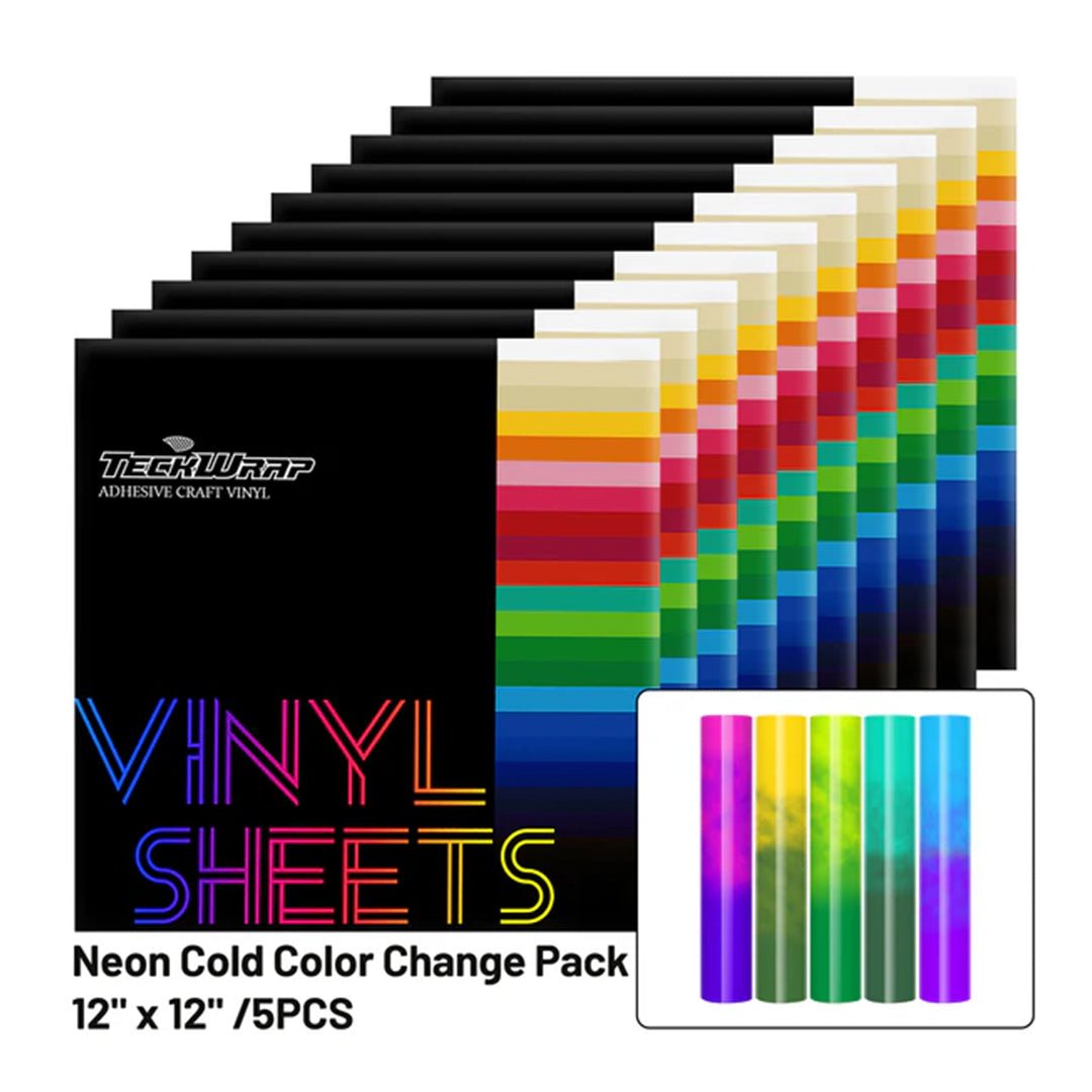 TeckWrap Neon Cold Color Changing Vinyl Sheets - 5 PCS/ 30.5 cm × 30.5 cmIT CareHeat Transfer Vinyl