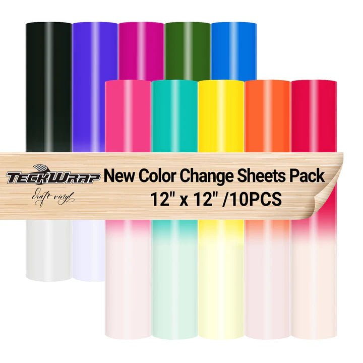 TeckWrap NEW Cold Color Changing Vinyl Sheets - 10 PCS/ 30.5 cm × 30.5 cmIT CareHeat Transfer Vinyl