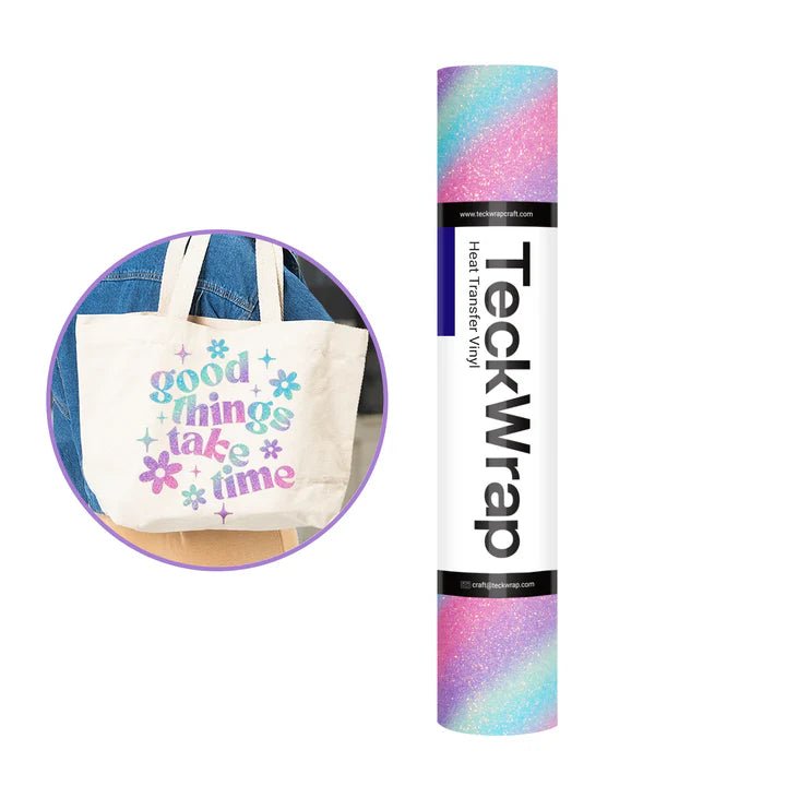 TeckWrap Ombré Glitter Heat Transfer Vinyl – Diagonal Candy/ 25.4 cm × 5 ftIT CareHeat Transfer Vinyl