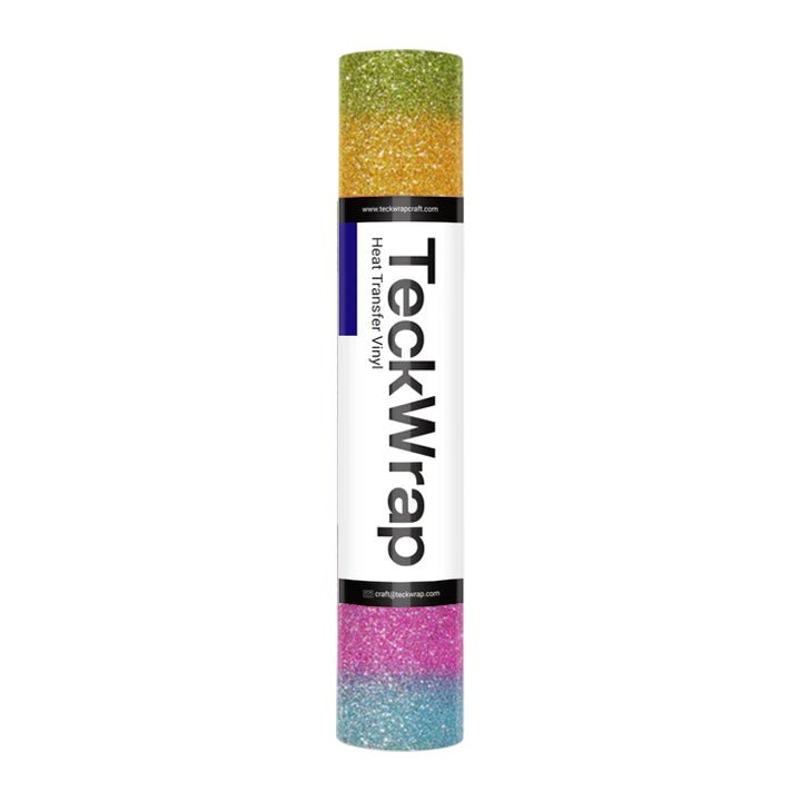 TeckWrap Ombre Glitter Heat Transfer Vinyl Rainbow Pink 25.4cm x 5ft | IT Care Kuwait