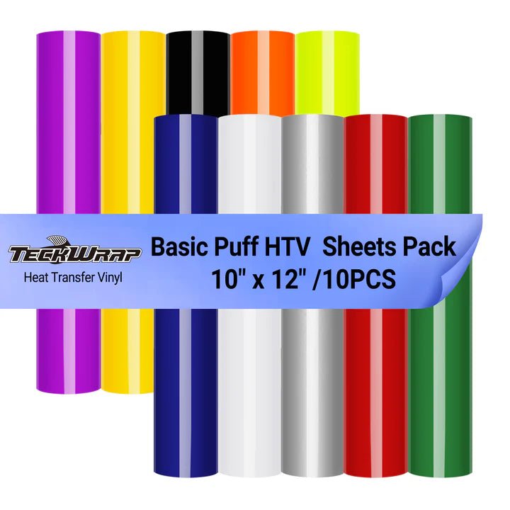 TeckWrap Puff Heat Transfer Vinyl – Basic Pack/ 10 PCS/ 25.4 cm × 30.48 cmIT CareHeat Transfer Vinyl