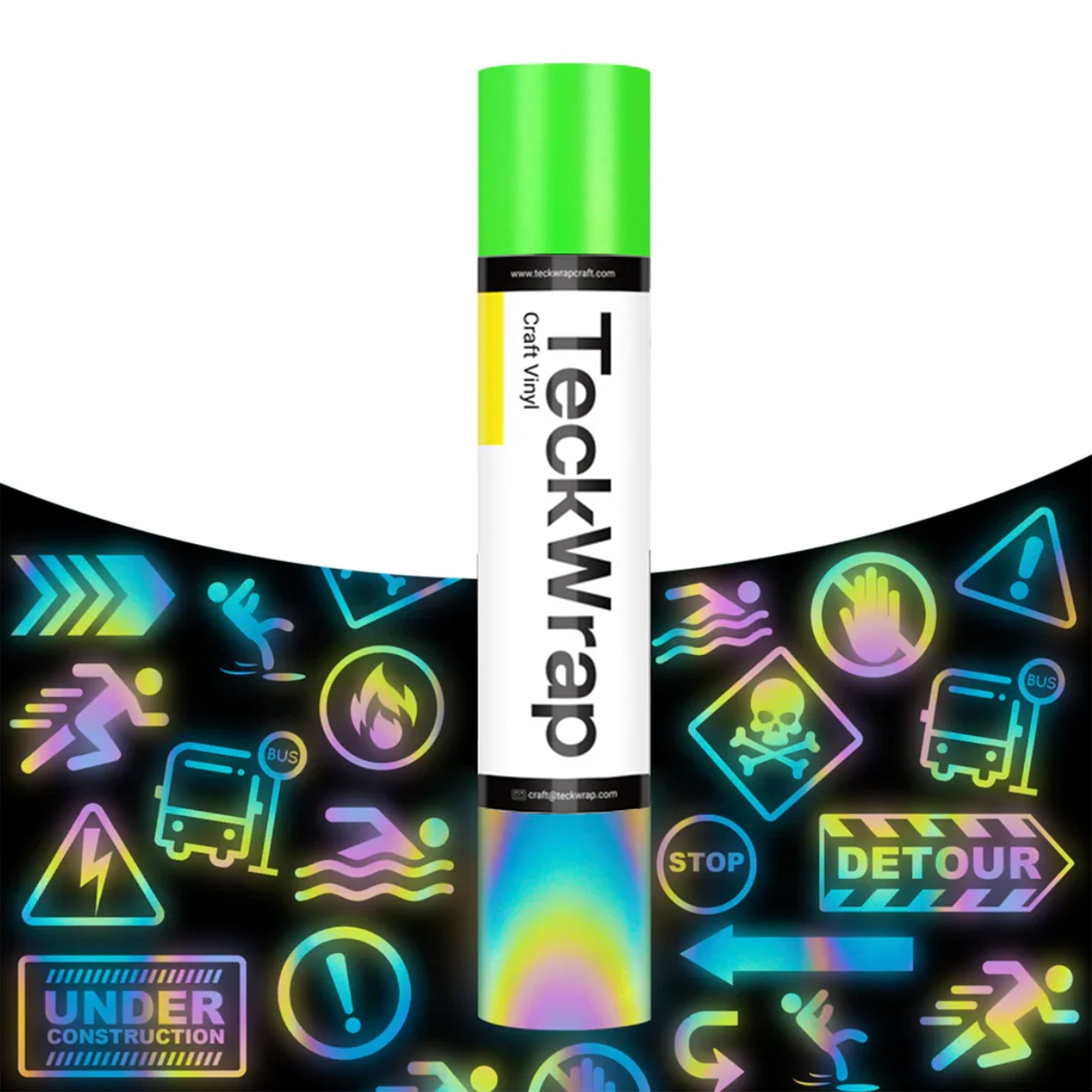 TeckWrap Reflective Adhesive Vinyl Rainbow Lime 30.5cm x 5ft | IT Care Kuwait