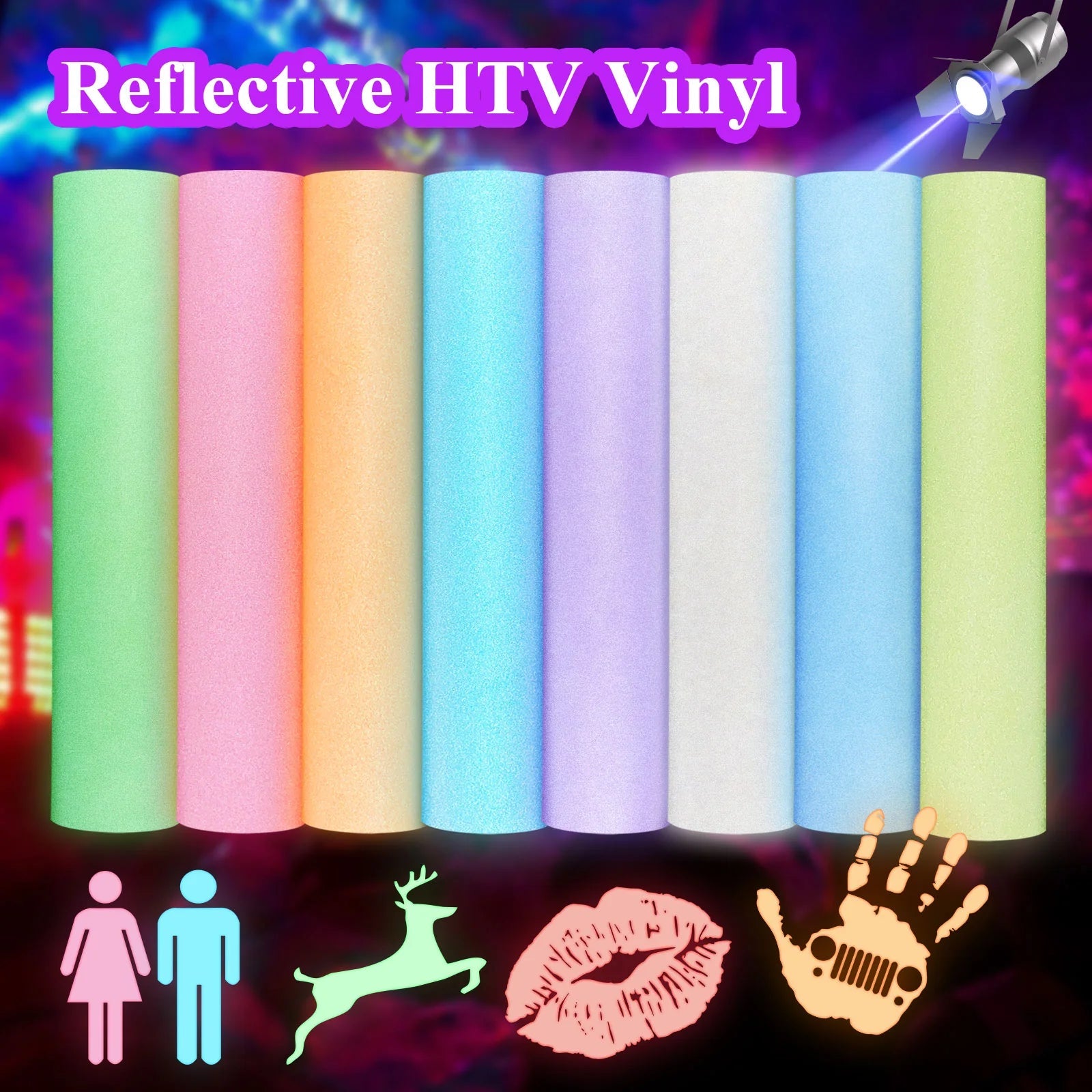 TeckWrap Reflective Rainbow Heat Transfer Vinyl Sheets Pack – 30.5cm x 30.5cm/ 11 SheetsIT CareHeat Transfer Vinyl