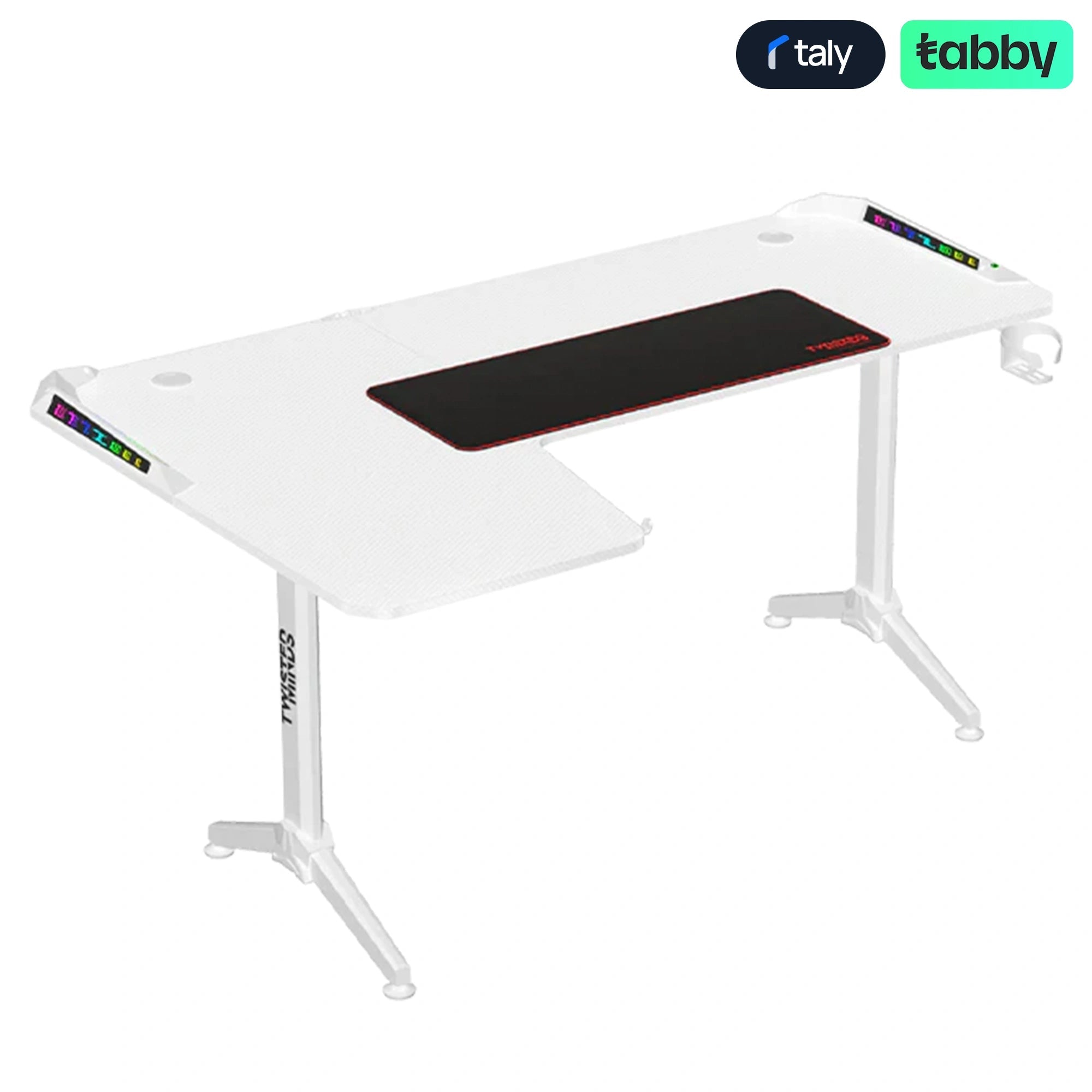 Twisted Minds Warrior L-Shaped RGB Gaming Desk Left White 160x100x75cm | IT Care Kuwait